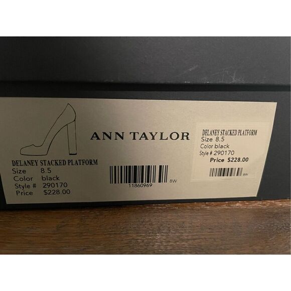 Ann Taylor Women's Delaney Horse Hair Stacked Platform Pumps Black Size 8.5 NIB - Picture 2 of 5